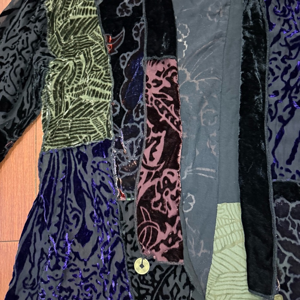 Dressbarn Multicolor Silk Blend Burnout Velvet Cardigan - Picture 8 of 8